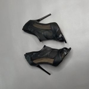 Black & Mesh Peeptoe Heels